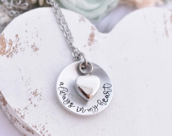 Personalized Cremation Urn Necklace // Hand Stamped Always In My Heart