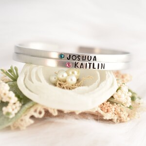 Personalized Birthstone Bracelet - Personalized Cuff Bracelet - Personalized Mother's Bracelet - Name and Birthstone Bracelet - Mothers Day