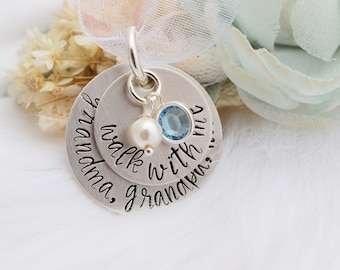 Personalized Wedding Bouquet Charm - Hand Stamped - Bridal Bouquet Charm Wedding Bouquet - Something Blue & Pearl - Bouquet Accessories