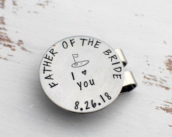 Father Of The Bride Golf Ball Marker - Personalized Ball Marker Hat Clip Father's Day Gift - Custom Ball Marker - Golfer Gift - Wedding Gift