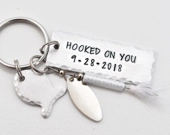 Fathers Day Fishing Lure - Personalized Key Chain - My Greatest Catch - Mens Gift - Baby Weight - Fish Fishing Dad Hand Stamped