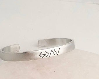 God is Greater Than the Highs and Lows Cuff Bracelet - Gift For Her - Inspirational Bracelet - Graduate Gift - Religious Bracelet - G>AV