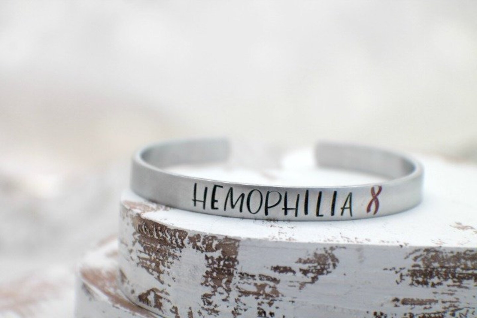 Hemophilia Awareness Cuff Bracelet // Hemophilia Bracelet // Etsy