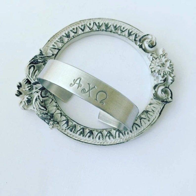 Greek Bracelet Alpha Omicron Pi Sorority Bracelet Hand Stamped Delta Delta Delta Officially Licensed Sorority Jewelry
