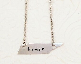 Tennessee Necklace - State Home Hand Stamped Jewelry - Tennessee Necklace - Tennessee State Necklace - Tennessee Home Necklace