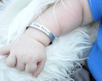 Personalized Bracelet - Custom Hand Stamped Baby Bracelet - Baby Cuff Bracelet - Personalized Baby Shower Gift - Baby Boy Gift - Etsy Pick