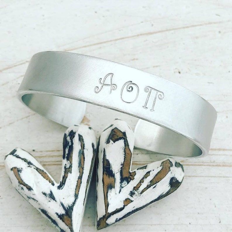 Greek Bracelet Alpha Omicron Pi Sorority Bracelet Hand Stamped Delta Delta Delta Officially Licensed Sorority Jewelry
