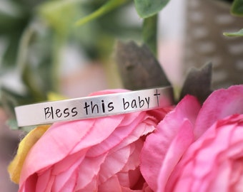 Bless This Baby Personalized Bracelet - Baby Bracelet - Baby Cuff Bracelet - Personalized Cuff Bracelet - Christening Gift