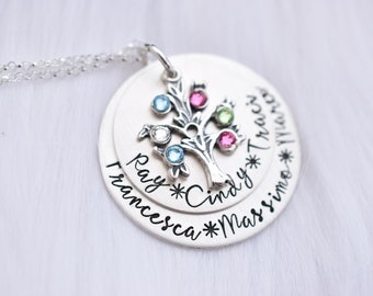 Mother's Necklace with Children's Names - Mothers Day from Husband - Personalized Birthstone Jewelry - Family Tree Necklace