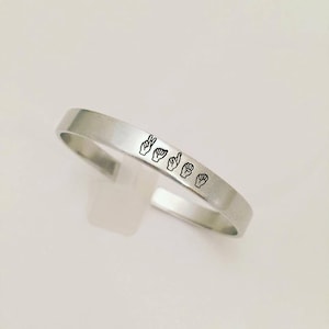 Sign Language Jewelry Personalized Bracelet Hand Stamped Jewelry ASL Jewelry Sign Jewelry Customized Jewelry Personalized image 1