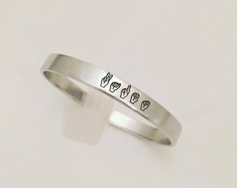 Sign Language Jewelry - Personalized Bracelet - Hand Stamped Jewelry - ASL Jewelry - Sign Jewelry - Customized Jewelry - Personalized