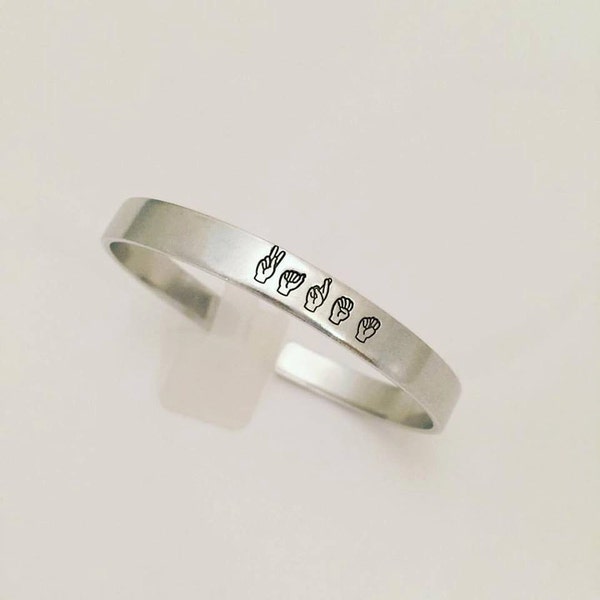 Sign Language Jewelry - Personalized Bracelet - Hand Stamped Jewelry - ASL Jewelry - Sign Jewelry - Customized Jewelry - Personalized