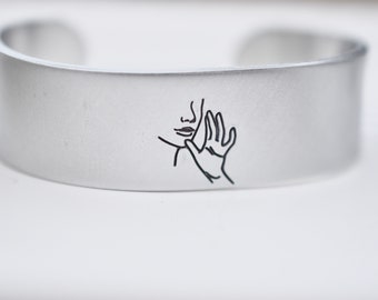 Mom Sign Language Cuff Bracelet - ASL Signs - Mom Bracelet - Hand Stamped - Engraved Bracelet - ASL Mothers Day