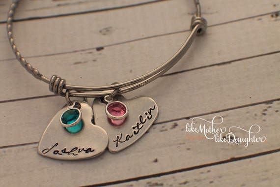Birthstone Jewelry Personalized Bracelet Hand Stamped | Etsy