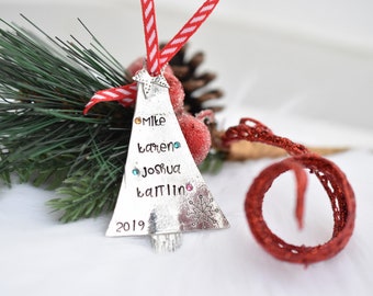 Christmas Tree Ornament - Personalized Holiday Ornament - Snowman Ornament - Christmas Decor - Keepsake Ornament - Custom Hand Stamped