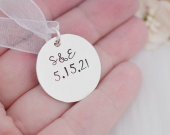 Personalized Wedding Bouquet Charm - Hand Stamped - Bridal Bouquet Charm Wedding Bouquet - Bouquet Accessories