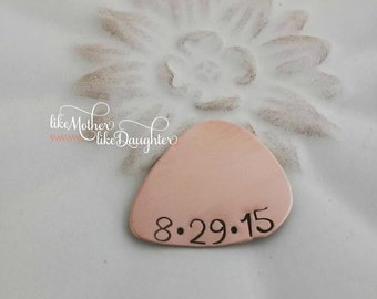 Personalized Guitar Pick - Custom Date Copper Guitar Pick - Hand Stamped Guitar Pick - Engraved Guitar Pick - Groom Wedding Gift