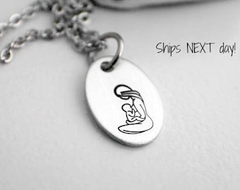 Hand Stamped Breastfeeding Mom Necklace - Exclusive Breastfeeding Necklace - Mom and Baby Necklace - Hand Stamped Breastfeeding Jewelry