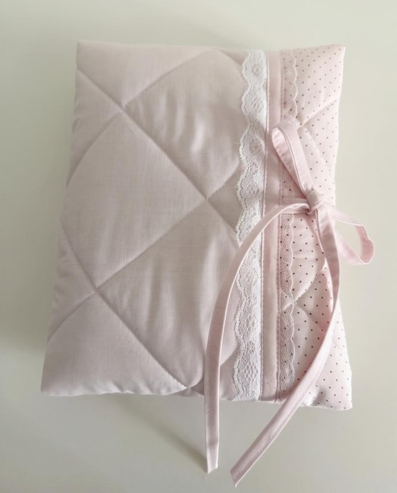 Pink dot lace book / journal pouch Handmade