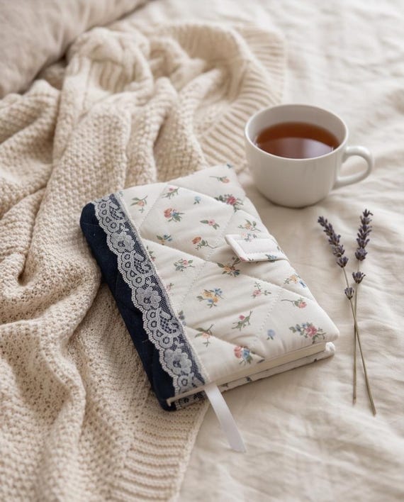 Blue floral book, journal cover Handmade