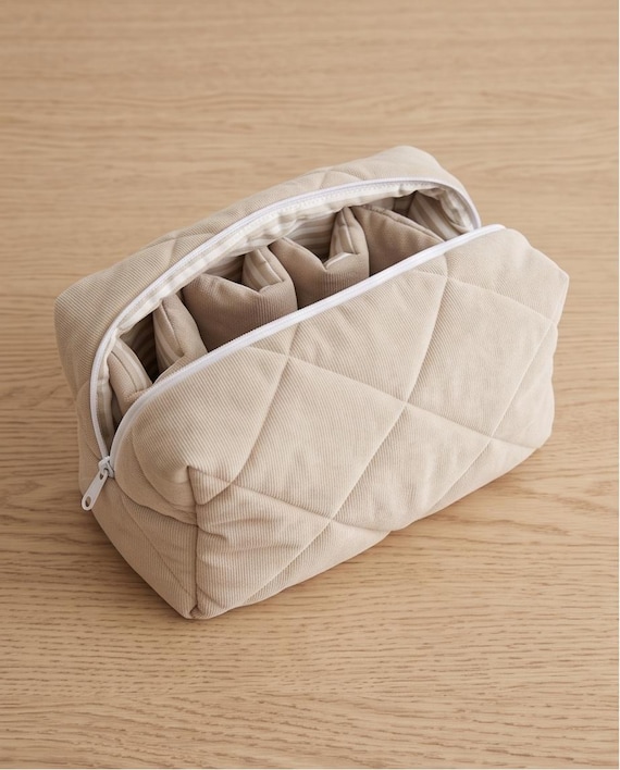 Beige Hair Tool Bag, Dyson Airwrap/Airstrait Bag, Quilted Organizer Bag, Cotton Travel Bag, Women Bag, Christmas Gift for her