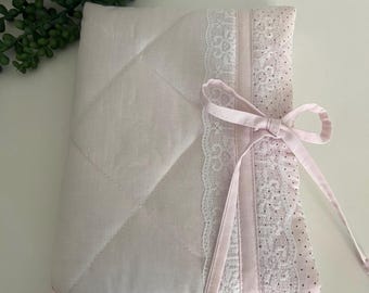 Roze gestippelde kantboek/dagboekomslag Handgemaakt