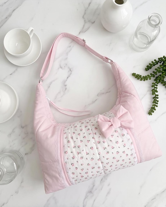 Pink flowers Shoulder Bag Handmade