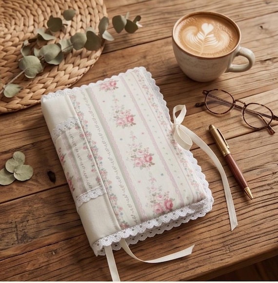 Pink floral book/journal cover Handmade