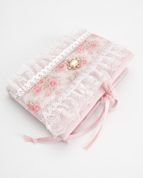 Pink shabby chic book cover Handmade