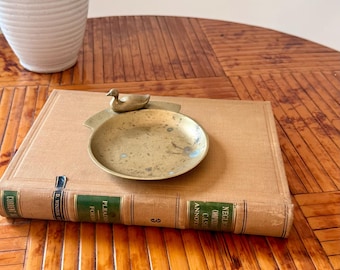 Vintage Brass Duck Catchall Dish | Mid Century Brass Trinket Tray | Bird Ring Dish | Hollywood Regency Decor | Brass Vanity Catchall