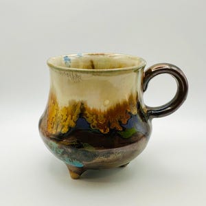 Handmade High-Fired Underglaze Tripod Cup | Earth Tone Glaze | One of a Kind