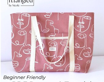 XL Tote Bag Easy Sewing Pattern: Beginner Friendly A4 PDF Tutorial (Market Tote)
