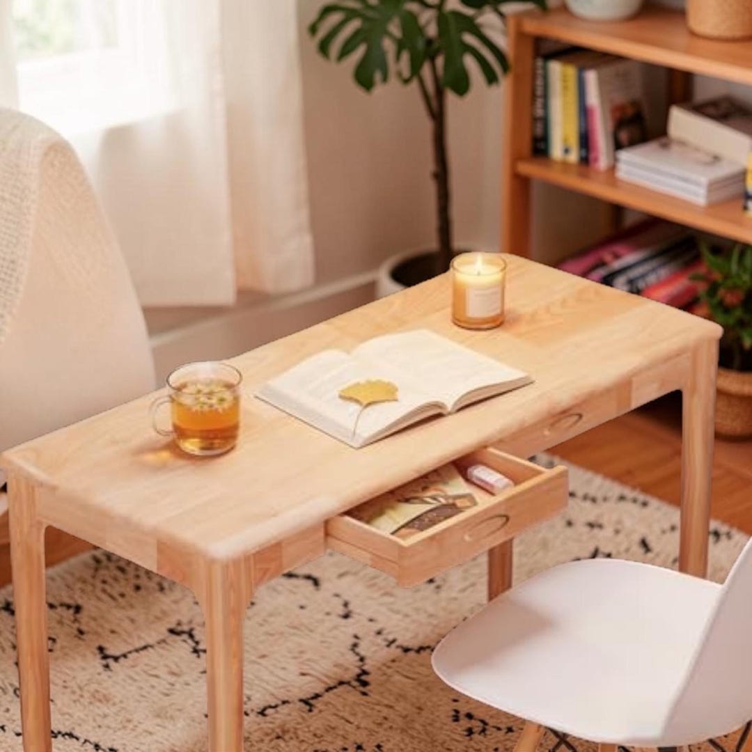 Solid Wood Writing Desk With Drawers Small Home Office Study Computer ...