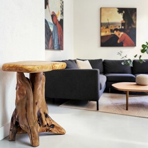 Natural Cedar Stump Stool Side Table Live Edge Accent Plant Stand