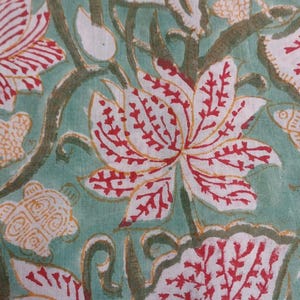 Handmade Indian floral upholstery fabric
Luxury Indian Floral Cotton Fabric by the Yard with Hand Block Print Design, Red Botanical Flowers and Elegant Vine Pattern for Upholstery, Quilting, Curtain Making and Cushion Cover Sewing.
Botanical Hand Block Print Cotton Fabric with Traditional Indian Red Floral Pattern on Green Background, Perfect for Quilting Fabric, Sewing Material, Craft Supplies and Home Textile Projects.