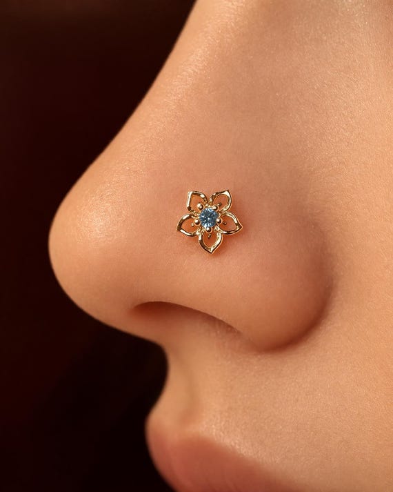 rose gold gold nose stud l shaped