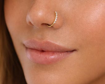 6 mm kółko do nosa, srebro, złoto, kółko do nosa, malutkie kółko do nosa z cyrkoniami, delikatny kolczyk do nosa, minimalistyczna biżuteria do nosa, małe kółko do piercingu