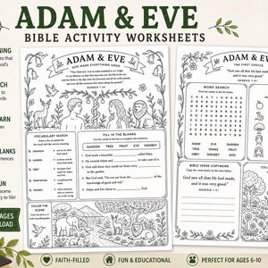 Adam och Eva Bibelaktivitetsblad | Genesis Hemskola, Söndagsskola (PDF-nedladdning)