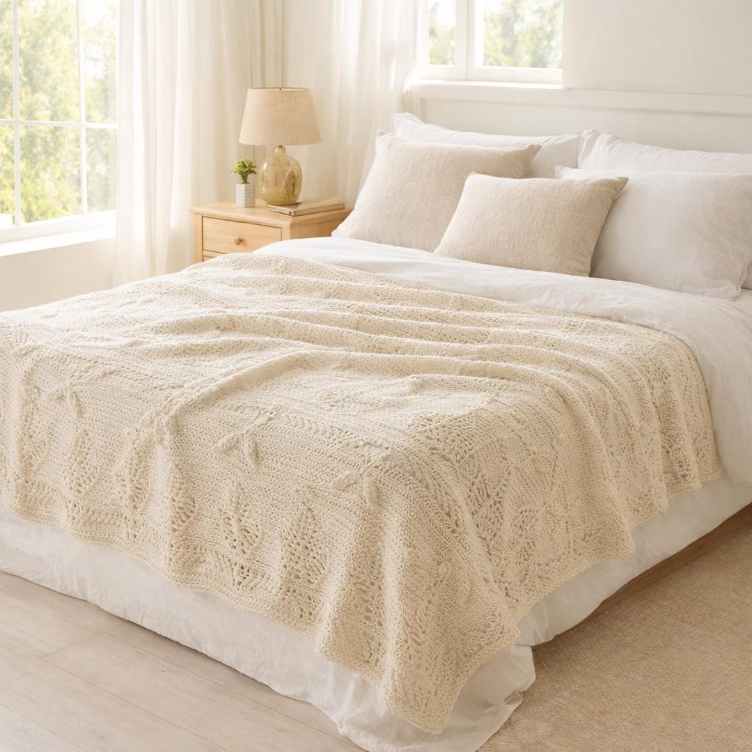 Elegant Lace Crochet Blanket Pattern | Vintage Heirloom Throw (PDF ...