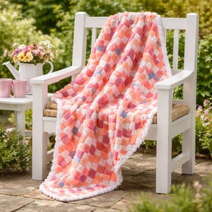 Entrelac Baby Blanket Crochet Pattern | Textured Patchwork Afghan PDF