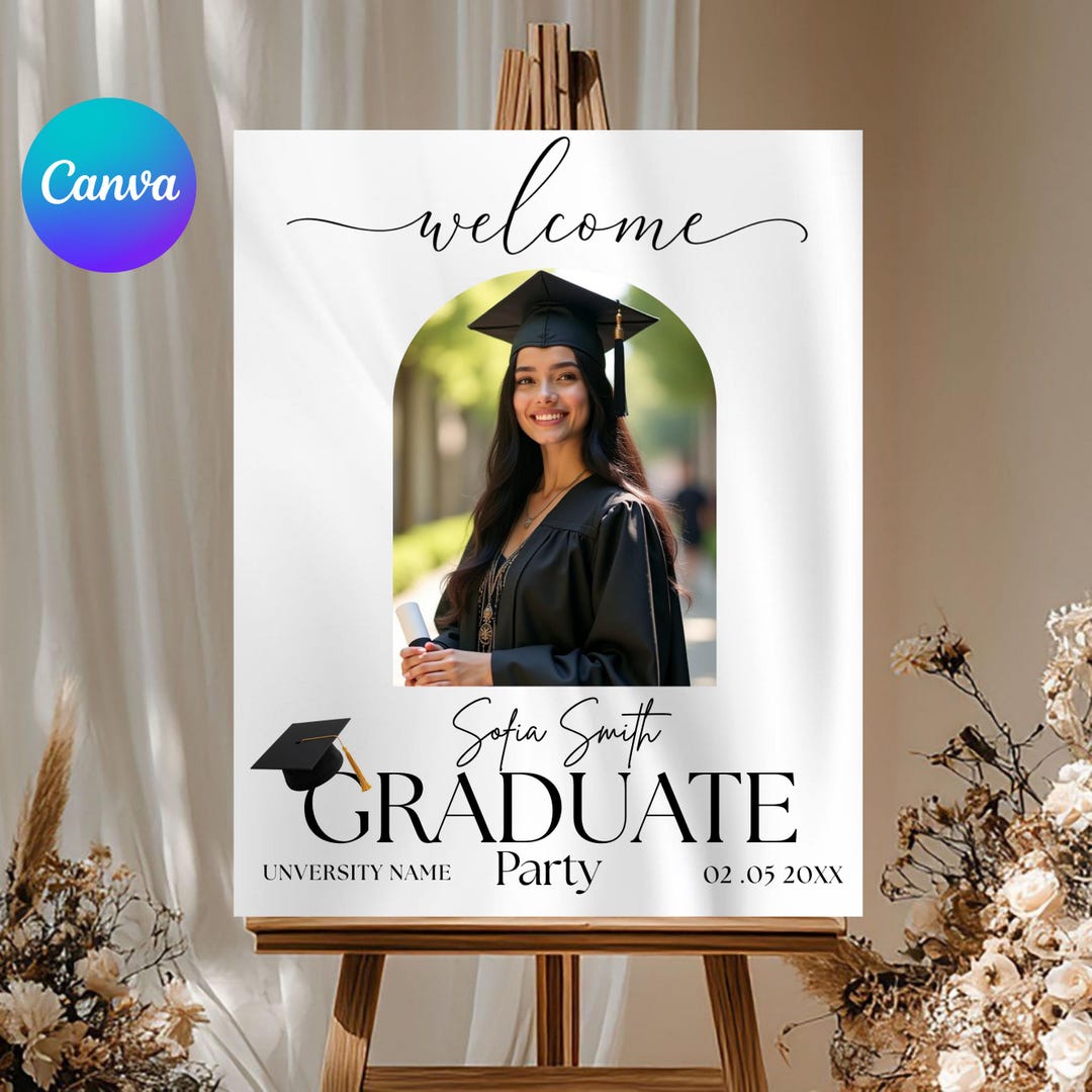 Graduation Welcome Note Graduation Welcome Sign Template, Editable Grad Party Poster, Class of ...