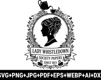 FEMME SIFFLET SVG | Dame élégante Silhouette Clipart pour T-shirts, autocollants, découpe de vinyle, téléchargement numérique