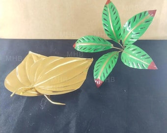 Brass Mango Leaf (Aam Patta) & Betel Leaf Set for Hindu Pooja | Decorative Paan Patta