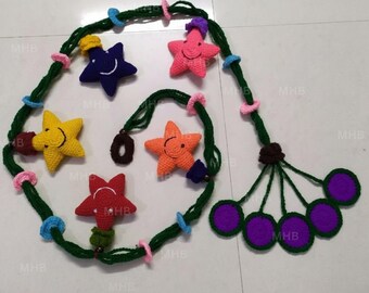 Crochet Star Nursery Garland – Handmade Baby Crib / Stroller Hanging Decor
