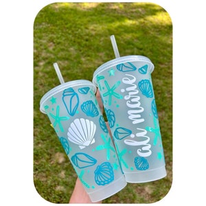 Sea Shell Plastic Cup With Straw - Etsy