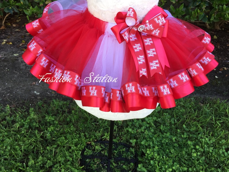 University Of Houston Sewn Ribbon Trimmed TuTu ~~~Optional Matching Over The Top Hair Bow Available~~Ready For FootBall Season~~~~