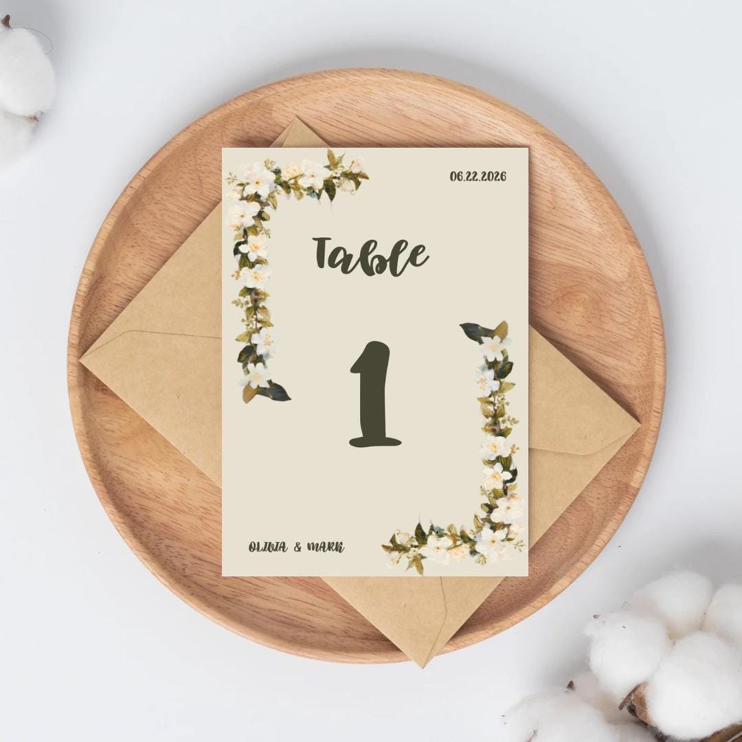 Editable Floral Table Number Card (digital Download) - Etsy