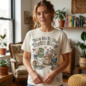 古着屋に連れてってTシャツ、フェイクパッチワークデザインTシャツ、おもしろガチョウシャツ、ガチョウシャツ、先生へのギフト、女の子向けのおもしろガチョウシャツ