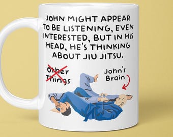 Best Jiu Jitsu Mug, In My Head, I'm Thinking About Jiu Jitsu, Custom Name, Personalised Brazilian Jiu Jitsu Mug, BJJ Mug, Bjj Gift