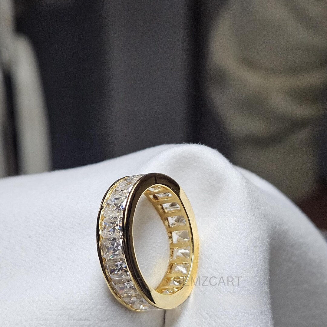 4 CT Radiant Cut Lab Grown Diamond Band – Channel Set 14K Yellow Gold ...